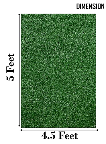 Image of Yellow Weaves Polypropylene 35 Mm High Density Artificial Grass Carpet Mat for Balcony, Lawn, Door(4.5 X 5 Feet), Green