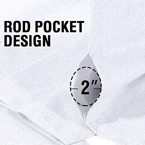 H.VERSAILTEX Cortinas de linho 100% blackout brancas brilhantes 100 polegadas de comprimento para o