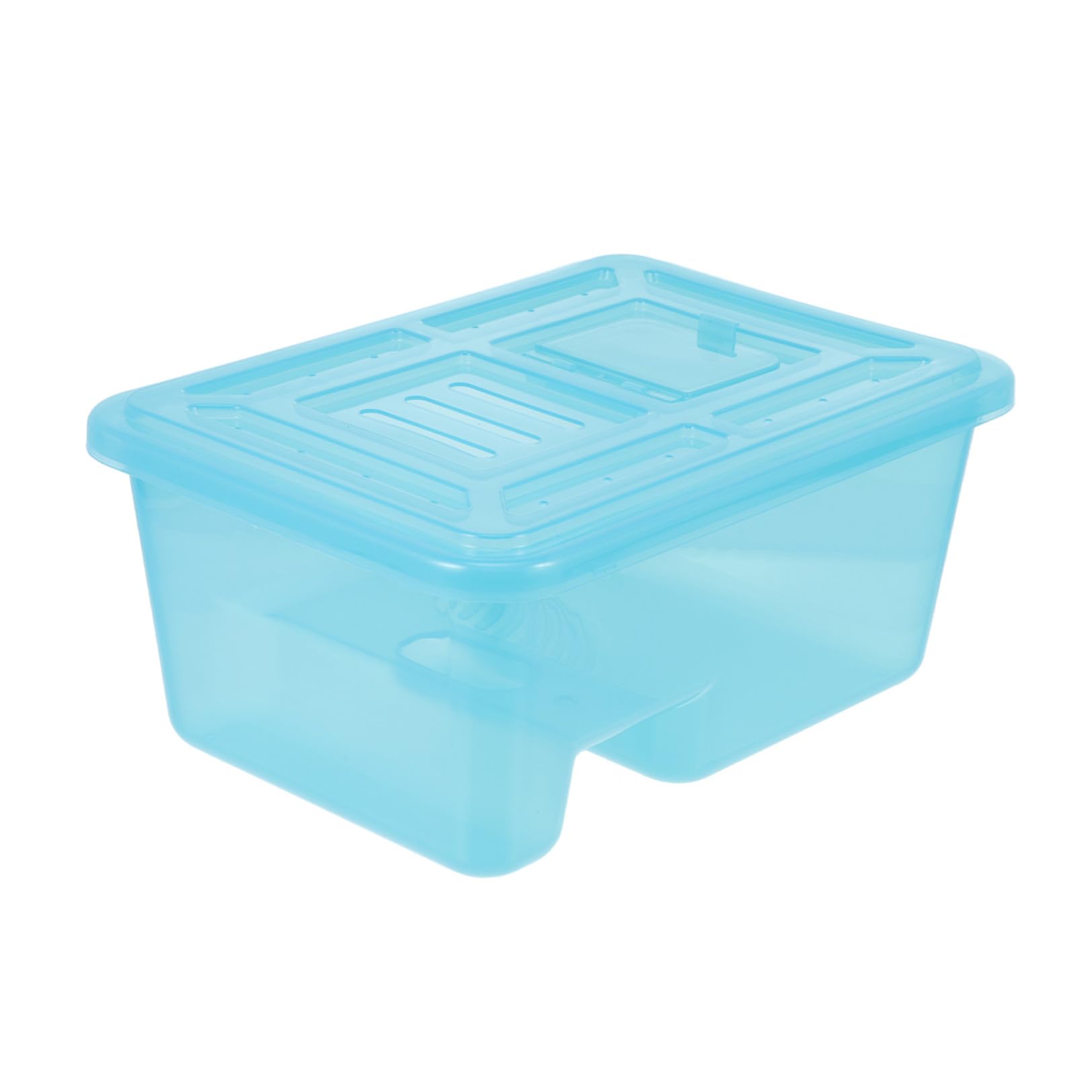 TEHAUX Terrario per Tartarughe di Terra in Plastica Blu con Pendenza Integrata e Funzione di Contenimento Acqua per Rettili Domestici