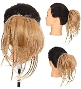 Tousled Messy Bun Hairpiece Hair Rubber Scrunchie Synthetic Wavy Bun Extensions Elastic Chignon I...