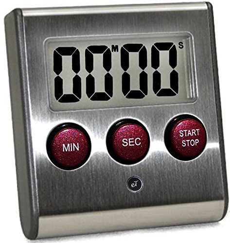 Elegant Digital Kitchen Timer, Stainless Steel Model eT-23P, SUPER Strong Magnetic Back, Loud Alarm, Large Display, Auto Memory, Auto Shut-Off (eT-23Plum)