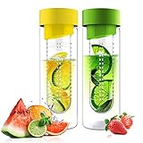 asobu Fruit Infuser Glass Flavor it Water Bottle for Naturally Flavored Water by Asbou 20 Oz (2 Pack) Lime Yellow