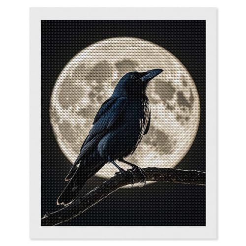 Peinture diamant corbeau 5D pour décorer votre salon durant vos soirées relaxantes à la maison