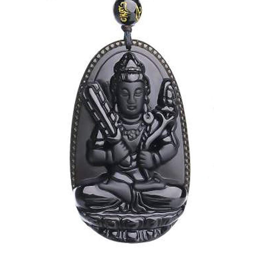 12 Zodiac Pendants Necklace Natural Tai Chi Engraving Black Ice Obsidian Talisman,Tiger