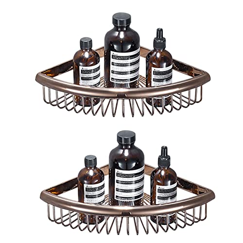 MXXDMOPD Shower Shelf Corner Shampoo Holder for Shower Wall Mount Shower Caddy No Drilling Adhesive All-copper For Toilet Toilet,gold,1 story(Rose gold,2 layer)