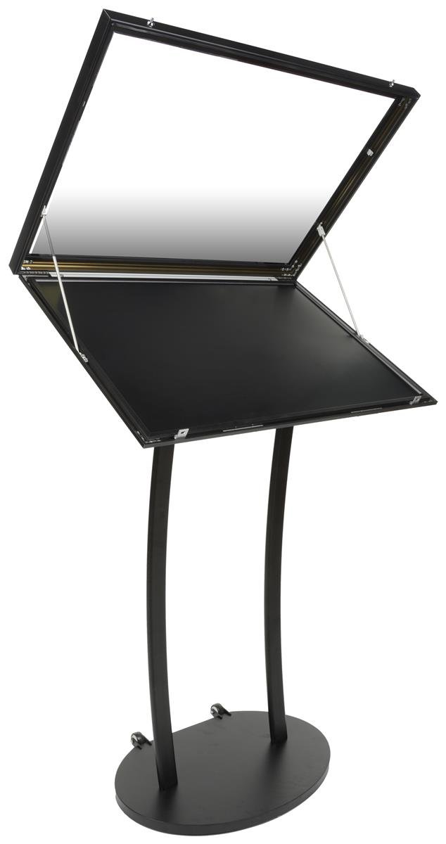 Displays2go Magnetic Menu Display Stand, Includes Magnets, Wheels, Outdoor, Black (ODMAG839BK)