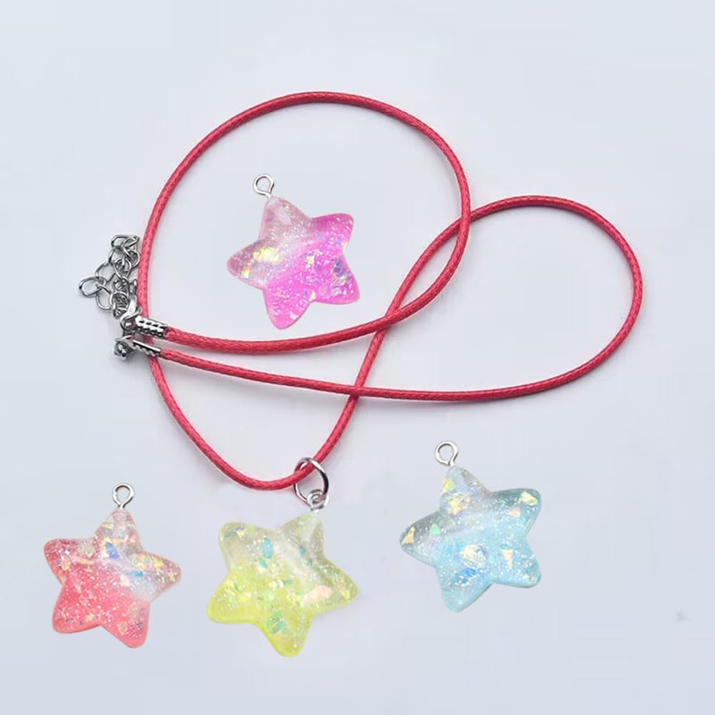 Mixed Color Resin Glitter Star Charms 30 Pcs Cool Paillette Sequin Pentagram Dangle Pendants for DIY Earrings Necklace Bracelet Jewelry Making Accessory - Image 4
