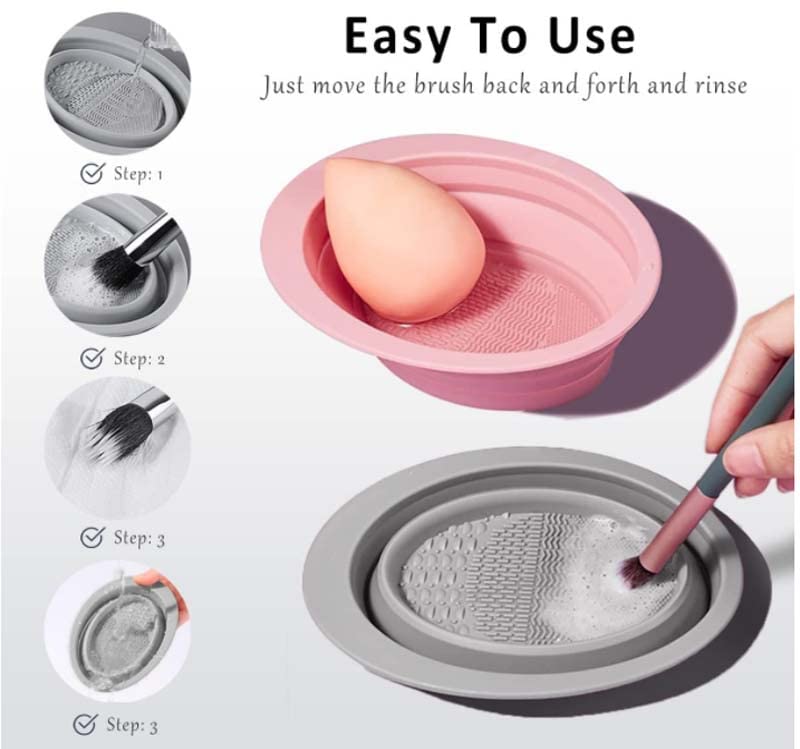 Miniatura 3 de Almohadilla de limpieza de brochas de maquillaje, limpiador de brochas de maquillaje de silicona, cuenco de limpieza de brochas de maquillaje