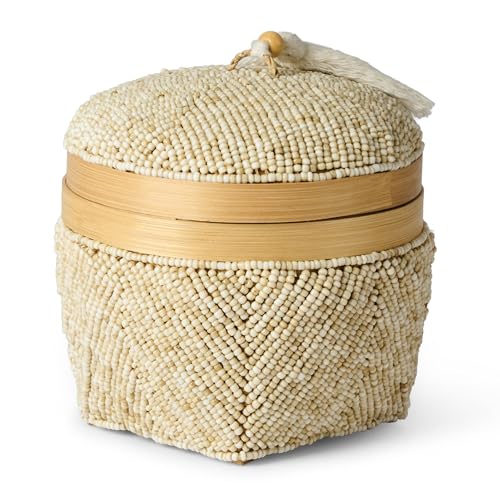 Karmagonia Aufbewahrungsbox mit Deckel aus Bambus - handgemachte Boho Deko...