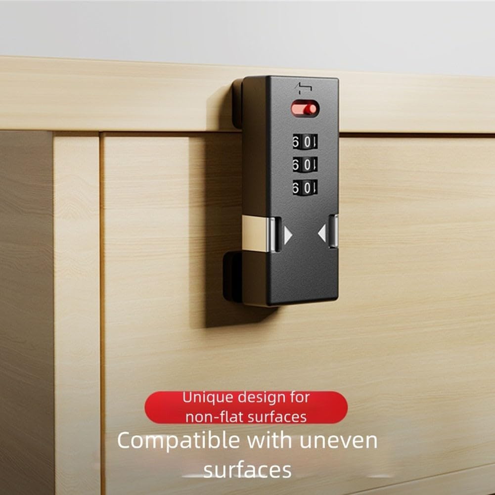 Adjustable Keyless Cabinet Password Lock, Zinc Alloy Door Bolt Lock Cabinets, Drawers & Wine Cabinets – 0–7 mm Length Adjustment, Black/Grey(black)