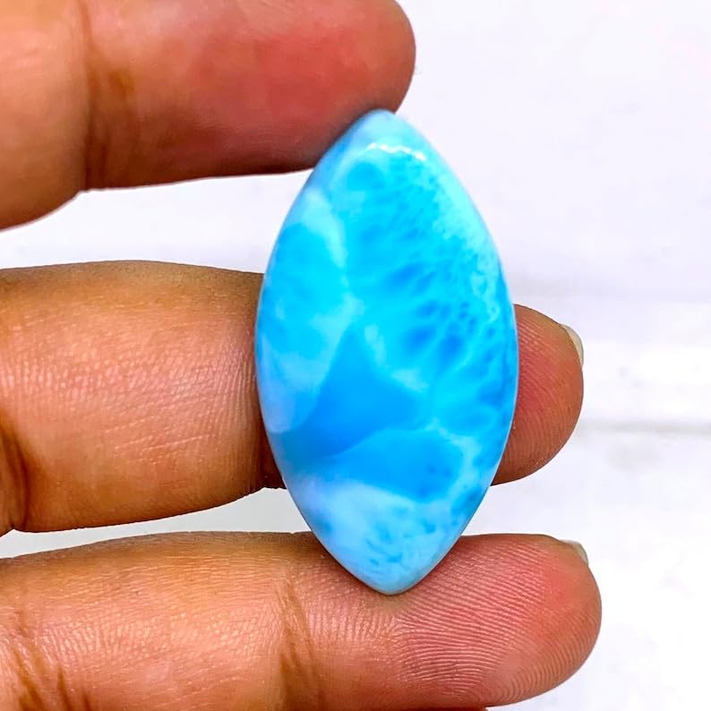 Larimar cabochon marquise 37x19x5mm pour création de bijoux DIY - 2