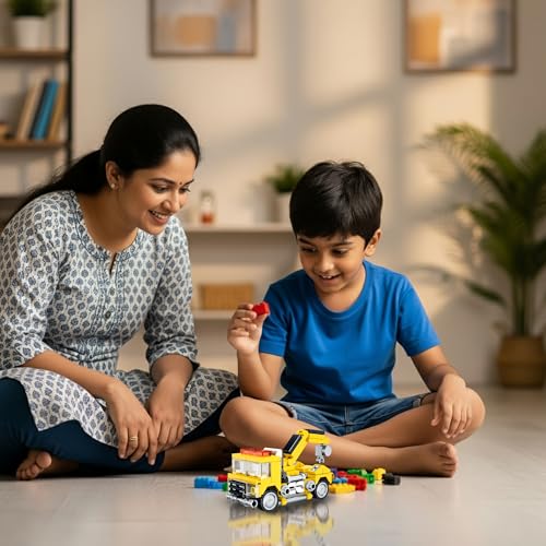 Image of STEM Construction Vehicle Building Blocks Set (84 Pcs) | DIY Crane Toy for Kids 7+ Years (Boys & Girls) | Educational Engineering Toy | Creativity & Problem Solving