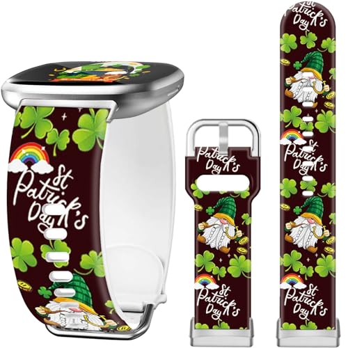 AYCQ Shamrocks�r���v�o���h Fitbit Versa 4/Versa 3/Sense 2/Sense���f�B�[�X �z���f�[ ���b�L�[�N���[�o�[ �Z���g�p�g���b�N�f�[ �M�t�g �X�}�[�g�E�H�b�`�����p�o���h