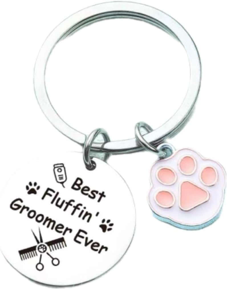 Hibetek Dog Groomer Keychain Dog Groomer Gift Dog Hairdresser Keyring Pet Beautician Gift