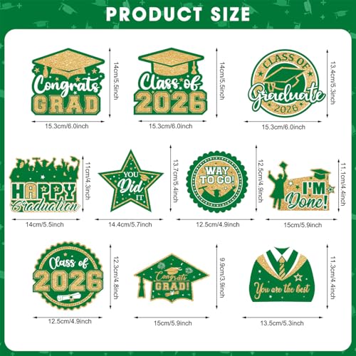 20 Pack Graduation Party Decorations 2026 - Congrats Grad Hanging Decoration, Green Gold Glittery Hanging Swirls Ceiling Streamers Ornaments for Class of 2026 Graduation Decorations Favors — view 3