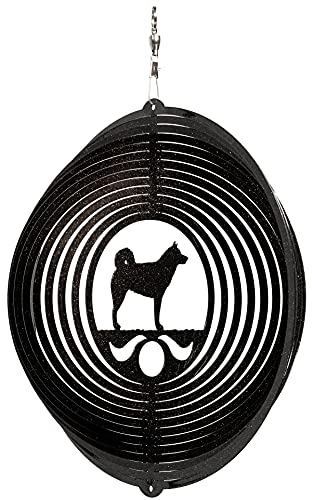 SWEN Products Alaskan Malamute Circle Swirly Metal Wind Spinner