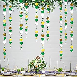 36 Ft Gold and Green Jungle Safari Animal Bunting Banner Decorations Paper Triangle Flags Pennant Garland for Zoo Themed Baby Shower First Birthday Boys Girls Wild One Hawaiian Party Decorations