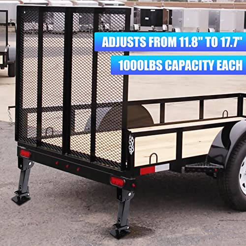 Image of Telescoping Trailer Stabilizer Jacks - Adjusts from 11.8 inch to 17.7 inch, Includes 11.8 inch Long Bar /Crank, 1000 lbs Capacity Each, Set of 2