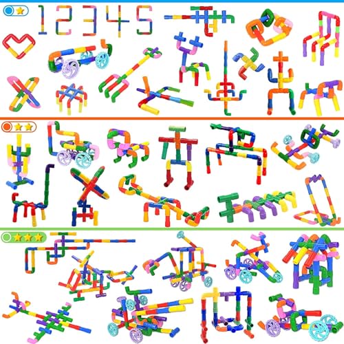 Image of 50+ Creative Pipe Building Blocks Toy Set for Kids | Colorful Puzzle Construction Learning Toys for Boys & Girls | Educational Blocks for 3-8 Years | Fun Toy for Toddlers & Preschoolers