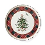 Spode Christmas Tree Lazy Susan - Tartan Plaid, Non Skid 360 Degree Rotation, Holiday Space Saver for Kitchen, Cabinet, Pantry, Rotating Spice Rack Organization for Easy Access, Festive Entertaining