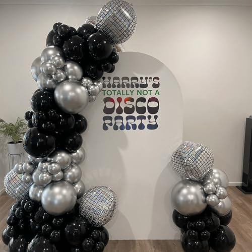 Image of 14 Pcs Disco Ball Balloons 22 /15 /10 4D Ball Balloons Metallic Silver Disco Mylar Balloon Chrome for Birthday Bachelorette 70s 80s 90s Themed Graduation Retro New Year Eve Prom Party Decor