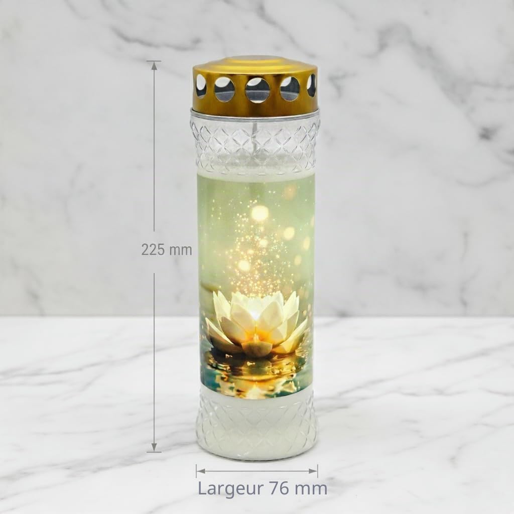 Horeca Candles - Bougies Funéraires avec Couvercle Protecteur - Durée 7 Jours - Lot de 6 Bougies Votives pour Cimetière et Tombe - Bougie Commémorative Sans Parfum pour Hommage & Commémoration
