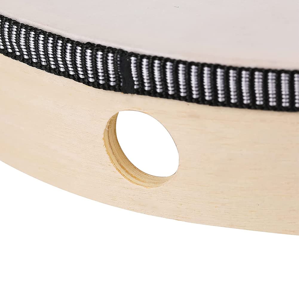 Tambourine Wooden Hand Drum, Drum Instrument for Party Dance & Song Accompaniment, 8 Inches, Natural wood - Image 3