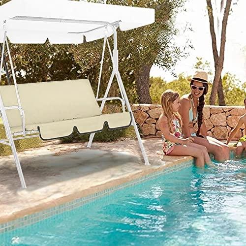 Typutomi Swing Cushion Cover Replacement, 3 Seat Outdoor Waterproof Swing Seat Cover Swing Chair Bench Protection Cover For Patio Courtyard Garden(Beige) #TOP4