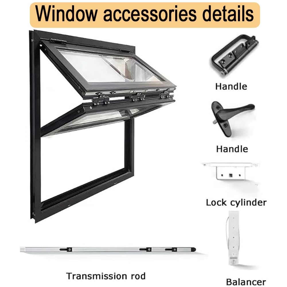 Fenêtre À Guillotine Double En Aluminium Avec Vitrage Trempé, Fenêtre De Service Pliante Avec Serrure Pour Food Truck, Stand De Vente Ambulante, Cuisine Professionnelle(Zwart,WxH 12x16in/31x41cm)
