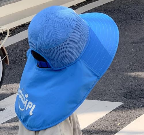 Kids Sun-Hat Outdoor UV Protection Cap Hat Wide Brim Breathable Sun Hat for Children with Whistle-Yellow2
