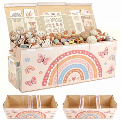 Image of Toy Box with Adjustable Divider Large Toy Chest Storage for Nursery Kidroom