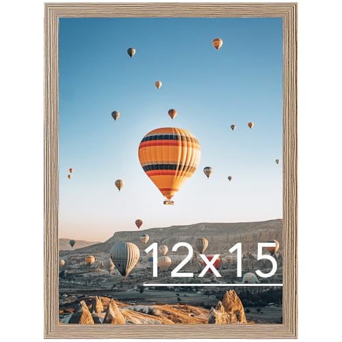 Image of JCJMY 12x15 Picture Frame Rustic Brown, Horizontal and Vertical Formats for Wall Hanging, 12 x 15 Wall Gallery Poster Photo Frame with Shatter Resistant Plexiglass,Rustic Brown