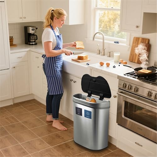 Caneca de basura con sensor y doble compartimento 18.5 gal miniatura 5