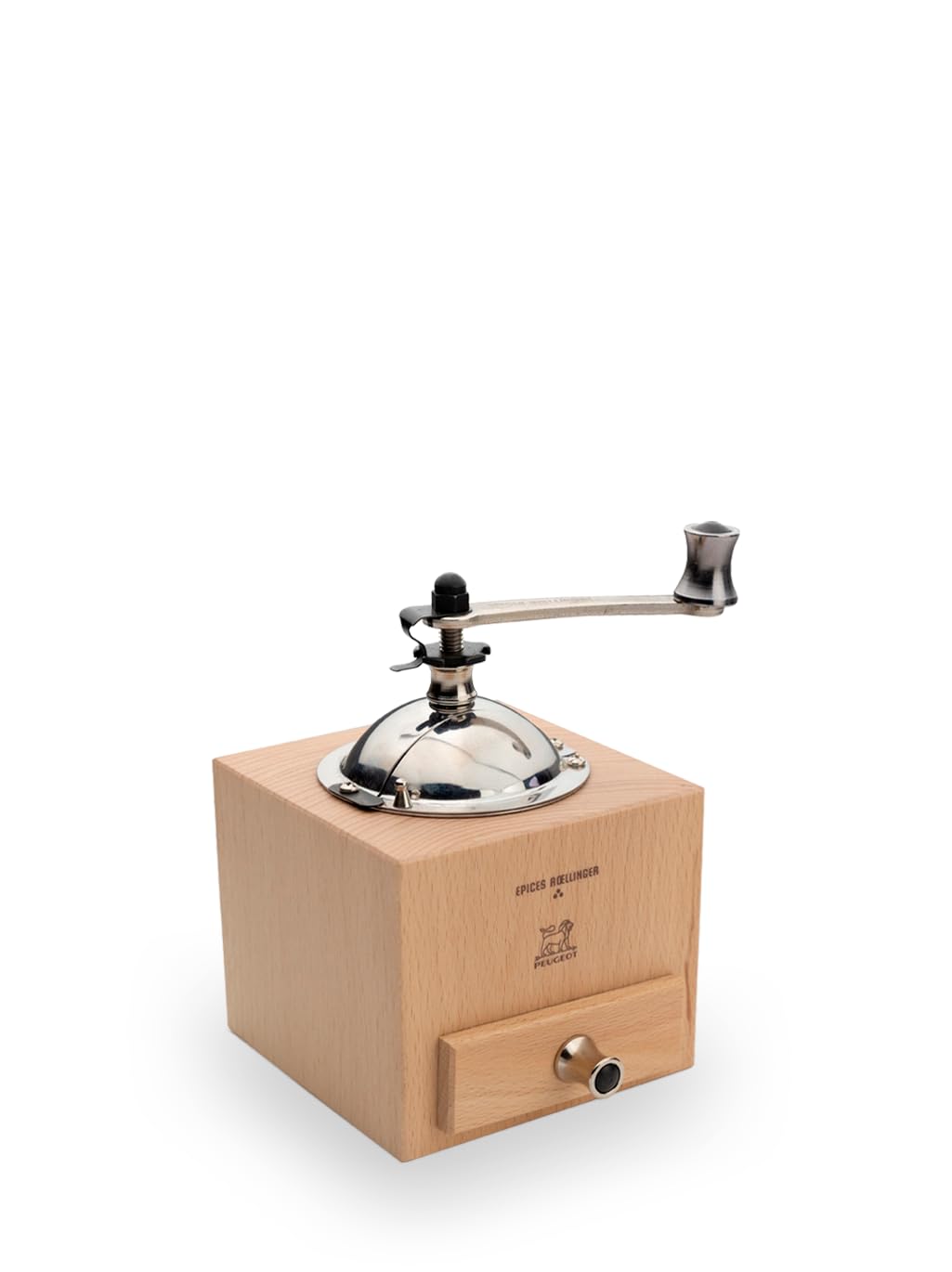 Peugeot - Roellinger Pepper Mill 13 cm - Inspired by The Traditional Crank Mill with Drawer - Classic Grind Setting - PEFC-Certified Wood - Made in France - Natural Color