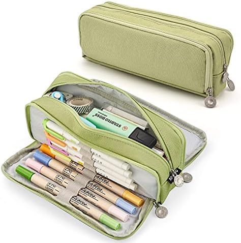 TOYESS Large Pencil Case for Girls, School Supplies Pencil Cases with 3 Compartments for Boys and Kids , Big Pencil Bag for Office Supplies, Black