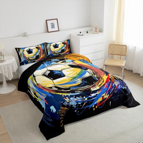 Image of Feelyou Soccer Bedding Set Queen Size for Kids