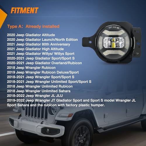 Image of Nilight 4 Inch LED Fog Lights for 2018 2019 2020 2021 2022 2023 Jeep Wrangler JL JLU Gladiator JT Sport Sahara Rubicon MOAB Round 4Inch Front Bumper Foglights with 2 Mounting Brackets