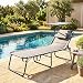 Spetebo XXL Aluminium Gartenliege mit Sonnendach - 200 x 70 cm - Grau