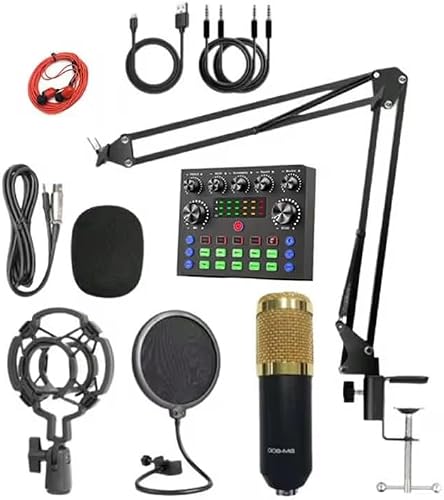 Recording Condenser Microphone Set, Podcast equipment package with bm800 microphone v8 sound card audio