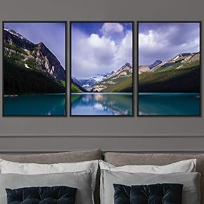 signwin 3 Piece Framed Canvas Wall Art Lake...