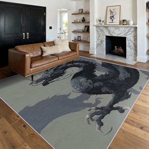 Tapis salon dragon lavable pour éviter les glissades tapis doux