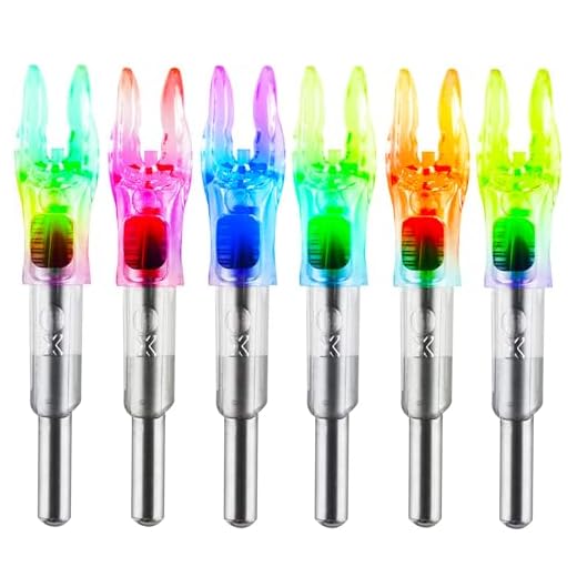 KEAUP 6PCS X Lighted Nocks for Arrows with .204 .233 .244 .246 Inside Diameter with H, S, GT Bushings High-Visibility LED Arrow Nocks, ON/Off Switch Included