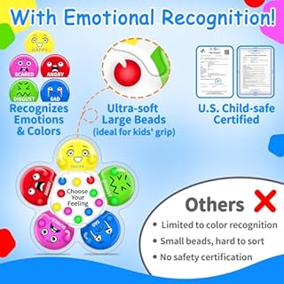 KidSquare Color Sorting Sensory Toys for Kids with Autism, Autistic 5-7, Gifts for Kids, Feelings Wheel Social Emotional Learning Activities, Fine Motor Skills Calming Fidget Toys, Ages 3+