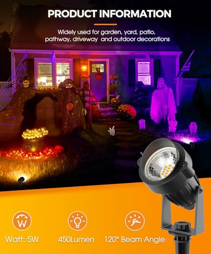 Image of L LOHAS LED Orange and Purple Halloween Outdoor Spotlight 5W 2 Pack