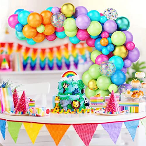 Rainbow Balloons Garland Kit, 84Pcs Circus Balloon Garland Arch Kit, Assorted Multicolor Balloons With Confetti Balloon For Carnival Circus Wedding Birthday Baby Shower Graduation Party Decorations #TOP3