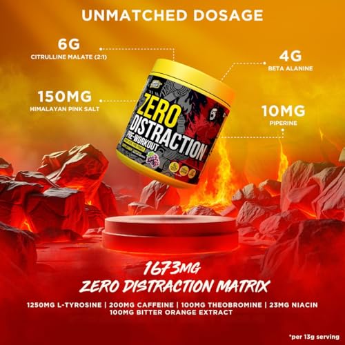 Image of Gayor Essentials Zero Distraction Pre Workout Powder | Laser Focus + Energy | 200mg Caffeine | 6g Citrulline Pump | No Creatine, No Crash (Grape Candy,338g)