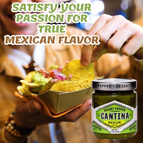 Desert Pepper Trading Company Cantina Salsa, Medium Green, With Green Chiles, Jalapenos, Cilantro, Garlic 16-Ounce (1-Pack) - image 4