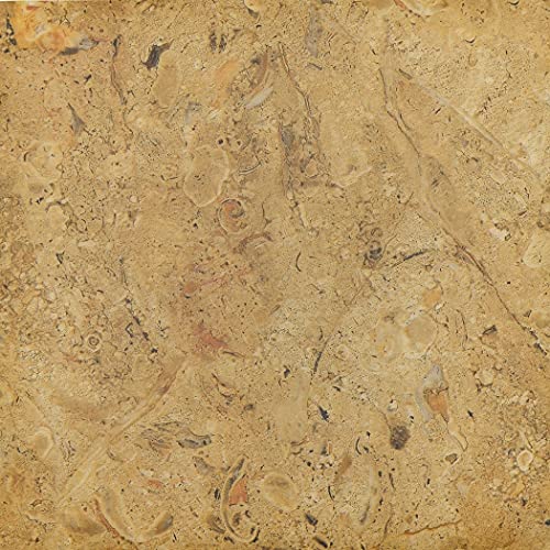 auxua Peel and Stick Tile Yellow Marble Vinyl Flooring 12\"x12\" Durable Waterproof Non-Slip Granite Vinyl Tiles Self Adhesive Removable for Kitchen Living Room Bedroom Bathroom 24 Pcs