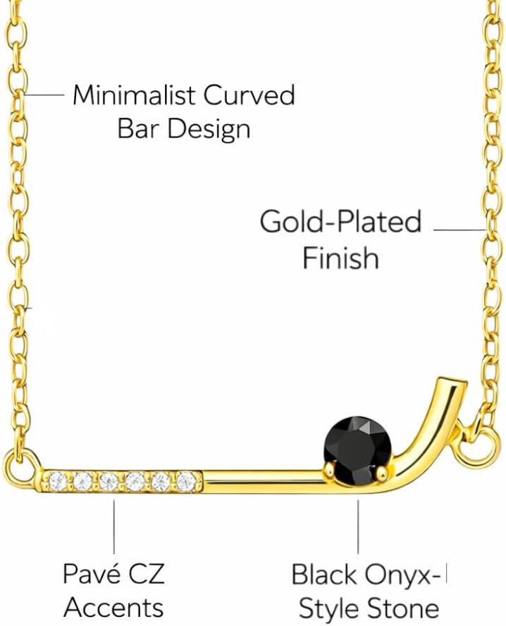 Gold Hockey Stick Necklace –Ice Hockey Jewelry with Black Stone Puck – Gifts for Hockey Players, Moms, Fans & Coaches – Adjustable Chain Sports Pendant for Women & Teens - Image 5