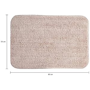 Amazon Brand - Solimo Anti Slip Microfibre Bathmat, 50cm x 80cm - Pack of 2 (Beige)
